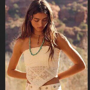 Free People FP One Raya Lace Bandana Top Tea Cropped Strapless XS